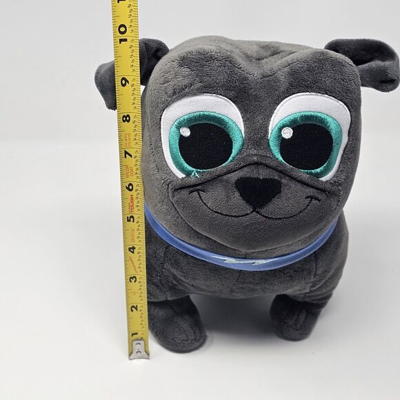 Bingo from Disney's Puppy Dog Pals 10"  Grey Push Stuffed Animal Pug Curly Tail - Picture 7 of 9